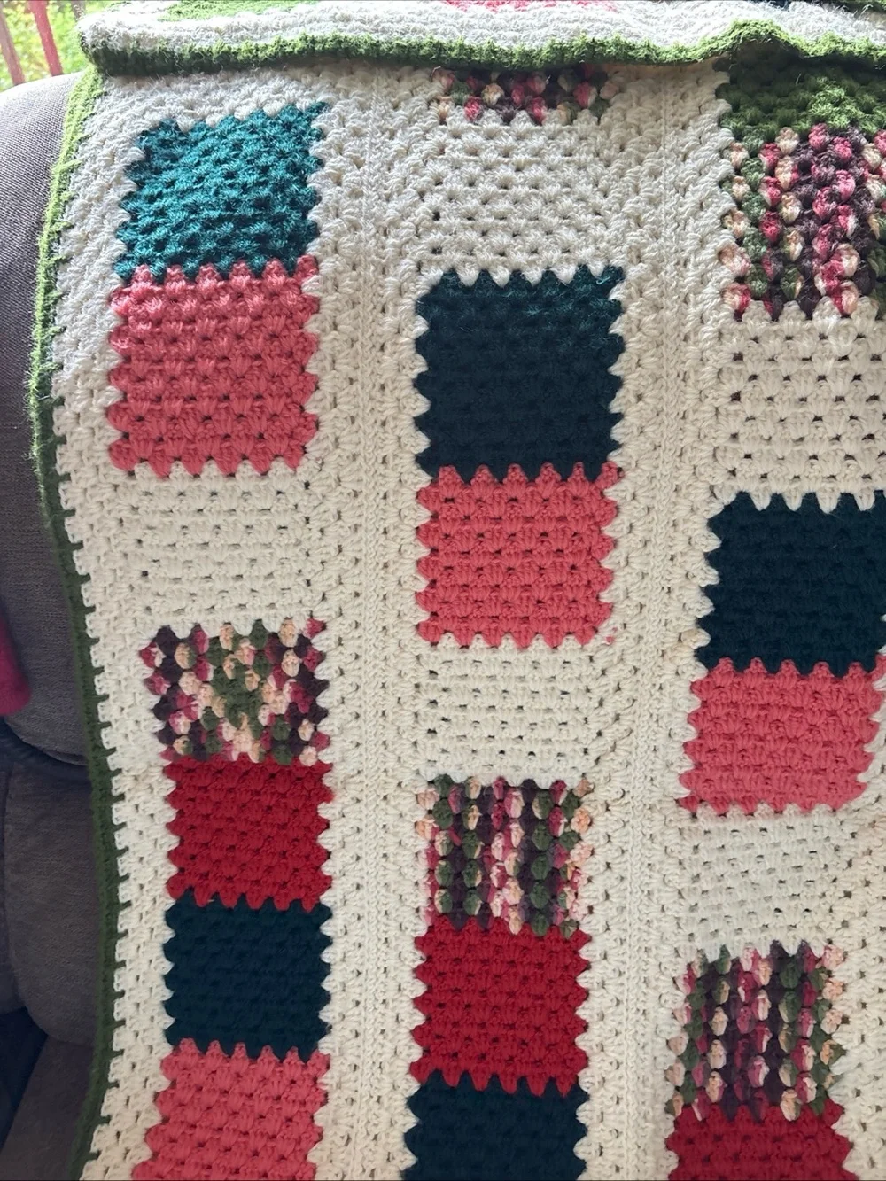 Handmade Beautiful Colors  Granny Square Afghan 61”x37” - Picture 3 of 5